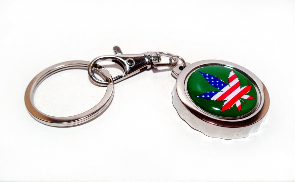 AMERICAN FLAG Weed Marijuana Cannabis Pot Leaf Bottle Cap Opener