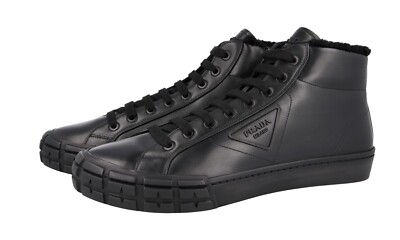 PRADA CASETTA WHEEL SHEARLING HIGH-TOP SNEAKERS SHOES BOOTS US 13 EU 46 46,5