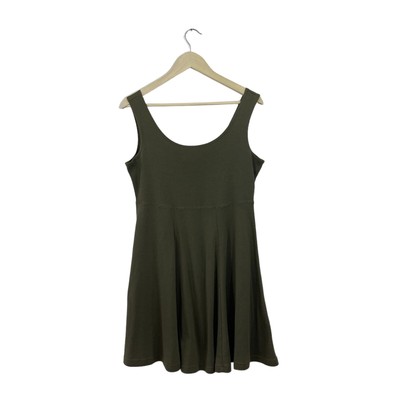 Vintage Express Tricot Large Mini Dress Green 1990's 90's Sleeveless Womens READ