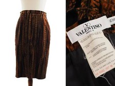 Authentic Vintage Valentino Miss V Pencil Striped Print Skirt 44 10 M Medium