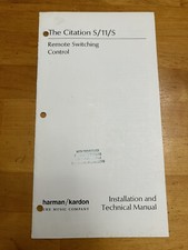 Harman Kardon Citation S/11/S Remote Switching Control Technical Manual OEM 11