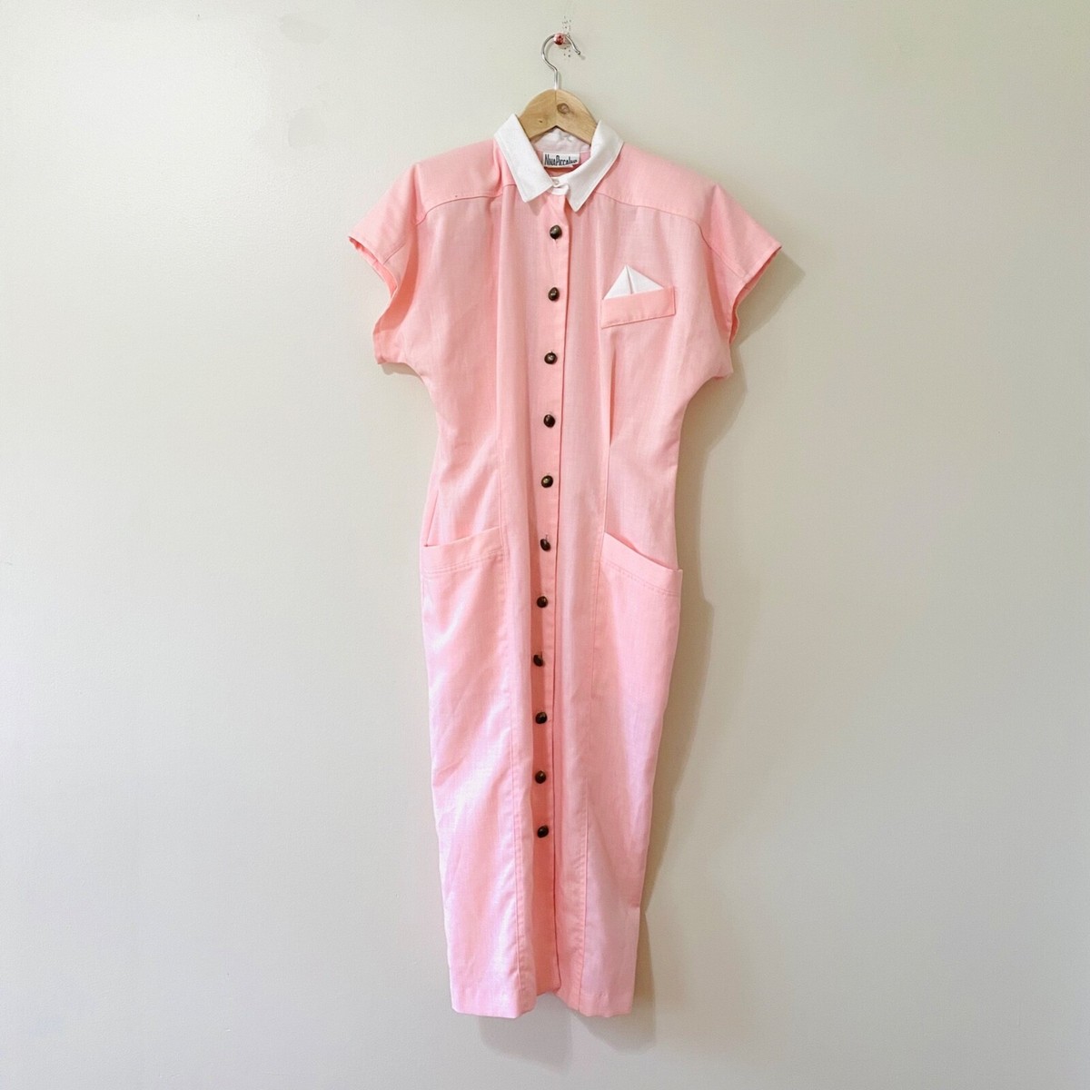 Vintage 1950s 50s dress pink button front retro grease costume style 8 |  eBay