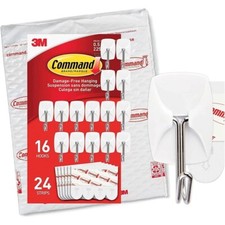 1 Pk 3M Command 16 Small White Wire Hooks & 2...