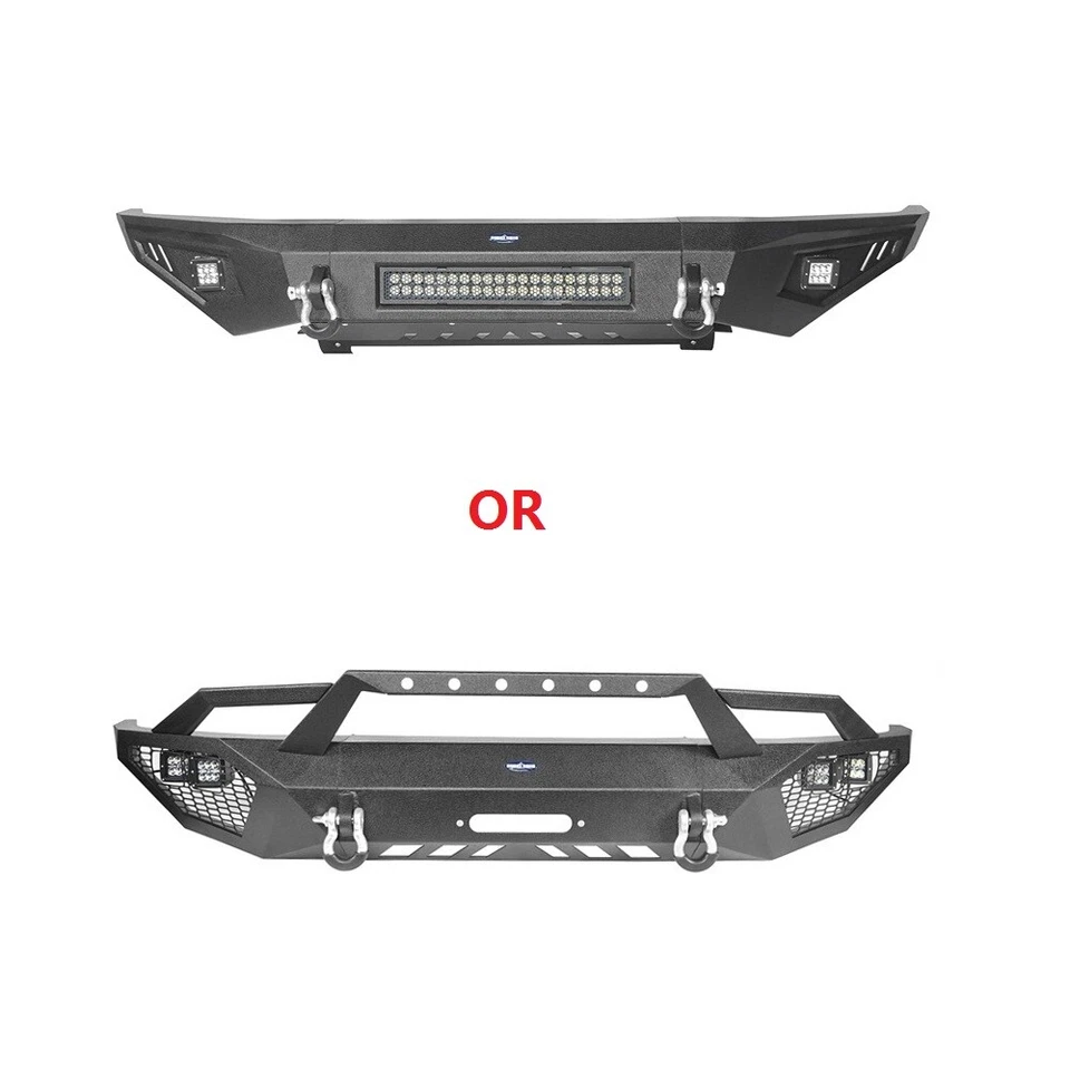 Parachoques delantero Hooke Road ancho completo de acero con luz LED para Toyota Tundra 2014-2021 Foto 2 de 4
