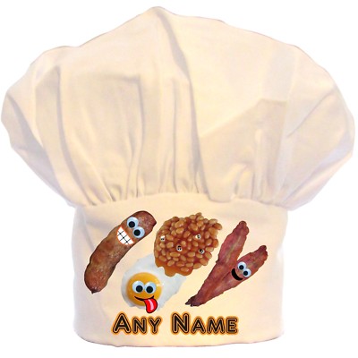 PERSONALISIERTE FRÜHSTÜCK BRATEN GESICHTER DRUCK KOCHMÜTZE BBQ 100 % POLYESTER GESCHENK WEIHNACHTEN