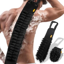 2pcs Shower Exfoliating Back Scrubber 36" Back Washer Dual-Sided Body Exfoliator