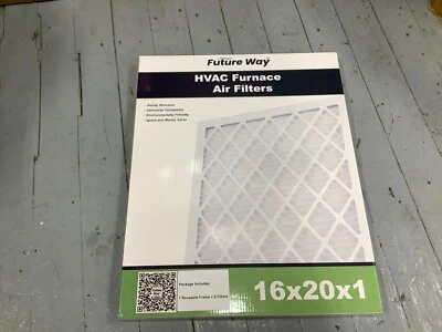 NEW FUTURE WAY 16x20x1 Air Filter 6-Pack with Reusable Frame HVAC FURNANCE
