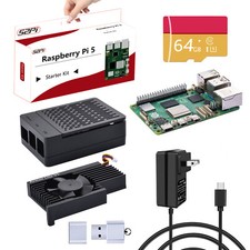 ABS Black Case Kit with Cooler Power SD Card Raspberry Pi 5 board 4GB/8GB