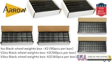 6box 1/4,1/2,1OZ BLACK WHEEL WEIGHTS STICK-ON ADHESIVE TAPE 36 LB LEAD-FREE