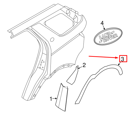 Land Rover Discovery Sport L550 Rear Right Fender Molding LR078872 