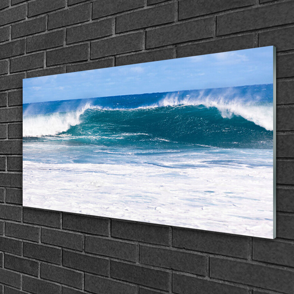 Tableau sur verre marine 100x50 cm pour une déco de salon épurée