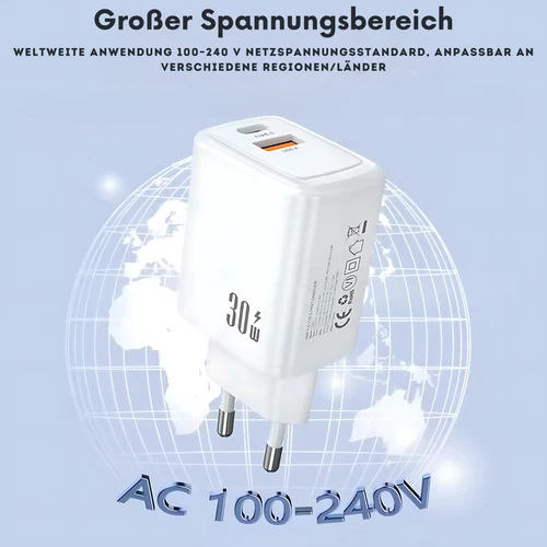 2-Port USB C Ladegerät Schnellladung für iPhone Samsung Adapter Handy Tablet 30W - Zdjęcie 15 z 19