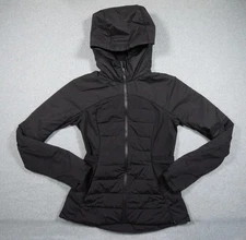 Lululemon Jacket Womens 6 Black Puffer Hooded Full Zip Down For It All Ladies