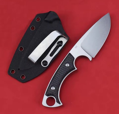 Tactical Fixed Blade Full Tang EDC Knife D2 Steel Linen Handle Kydex Sheath 