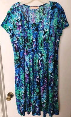 Women's Blue Floral Short Sleeve Dress Size Medium 