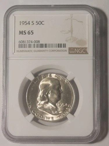 1954 S Franklin Half Dollar NGC Graded MS65