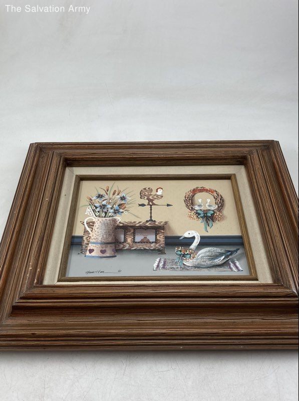 Hamilton Still Life Farm House Framed Wall Art Signed Painting On Canvas