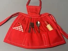 Vintage Barbie Doll Clothes Original Red Apron & Utensils 1962-1963