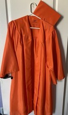 Orange Graduation Gown Cap Set 5'01"-5'03" Polyester Corona Del Sol