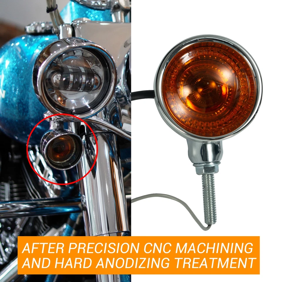 Luces de señal de giro delanteras y traseras de aluminio para motocicleta 2 piezas aptas para Softail Foto 2 de 4
