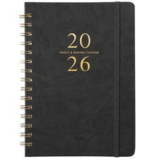 Planner 2026 - Weekly & Monthly Agenda Planner 2026 with 12 Monthly Tabs, Grey