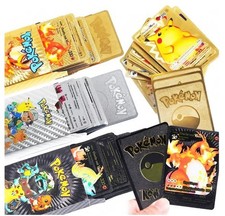 55PCS Pokemon Cards Metal Gold Vmax GX Energy Card Collection Fan Made