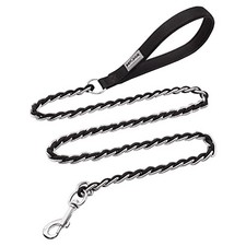 Chew Proof Metal Leash Chain Dog Leash for Medium Large 4FT 30-80lb  Black