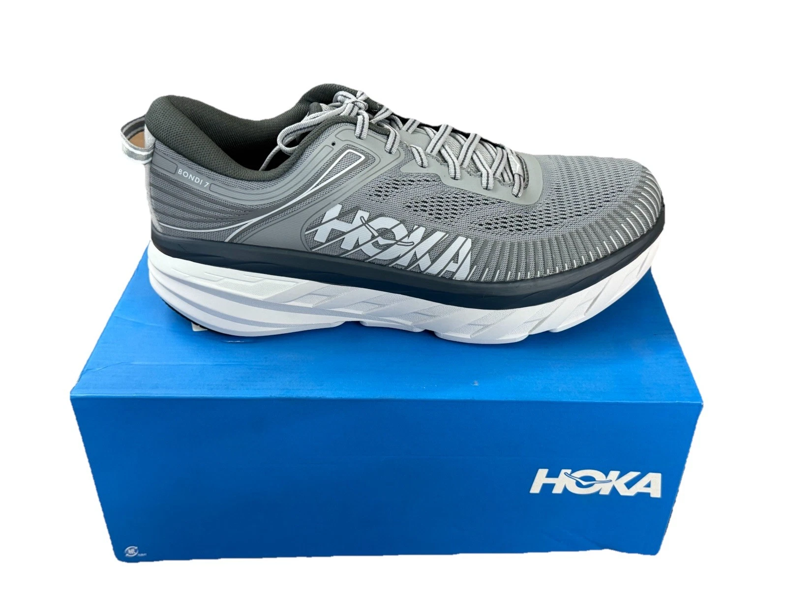 Hoka M Bondi 7 1110518-WDDS 11 Mens Gray Canvas Lace Up Athletic Running Shoes