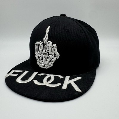 VIP Clothing Mütze Snapback Schwarz Stickerei Skelett Hand Fuck Design Unisex