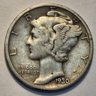 #2 Nicer Low Mintage "Very Good" 1930 S Winged Liberty Head Mercury Dime