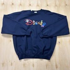 Vintage 90s Disney Store Sweatshirt Mens XL Blue Fleece Crewneck Mickey Pooh