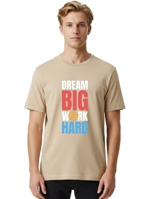 Dream-Big-Work-Hard(1) Mens Graphic Tee,100% Cotton,Casual Summer Wear