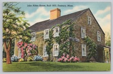 Duxbury Massachusetts John Alden House Built 1653 Linen Postcard