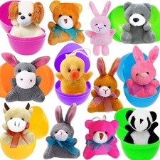 12 Pcs Prefilled Easter Eggs with Plush Animals Toys Inside, Filled Easter Eg...