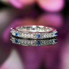 0.45CT Round Diamond Eternity Band Engagement Wedding Ring 14K White Gold Finish
