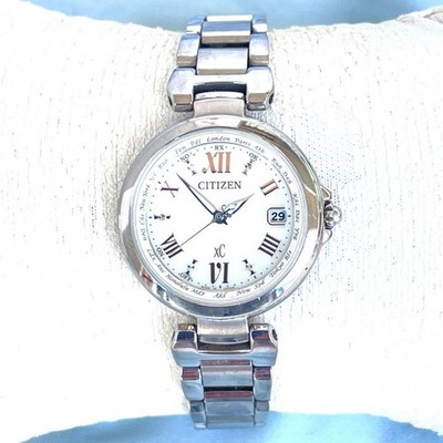 Citizen xC Happy Flight Radio Solar Women's Watch White Dial Silver Band Automat