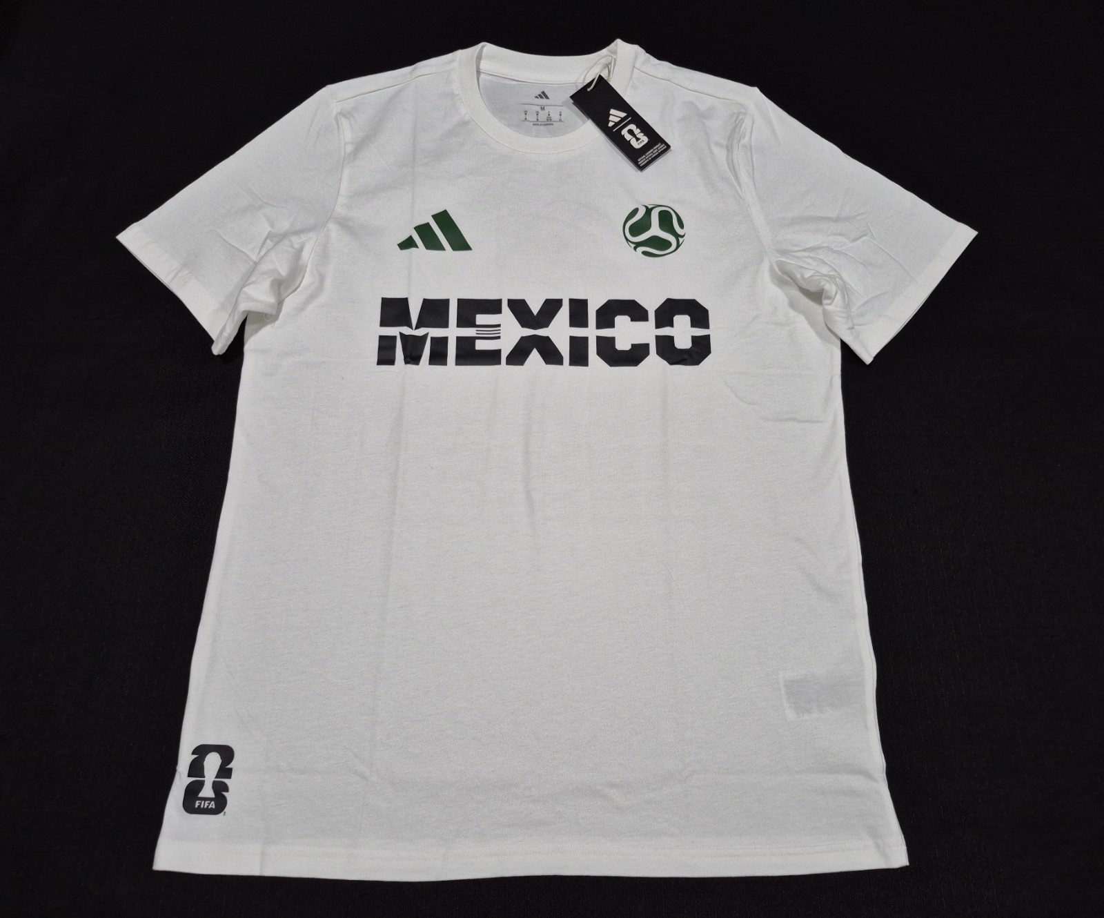 Adidas Official Mens 2026 Mexico Football Soccer Tee Shirt White Green JZ5155