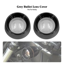 2x Smoke Bullet Turn Signal Light Lens Gloss Black Cover For Harley Touring Dyna