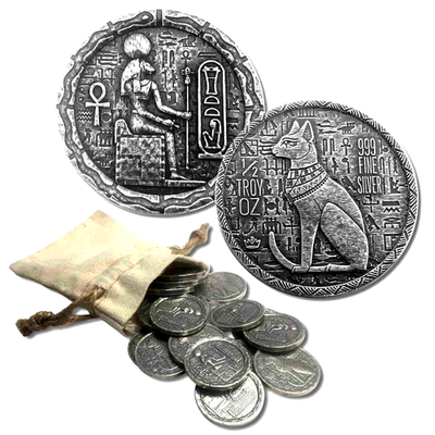 1/2 TROY OZ .999 FINE SILVER ULTRA HIGH RELIEF EGYPTIAN CAT