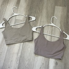 Brandy Melville Tank Tops set of 2 scoop neck pullover crop womens Pink Beige
