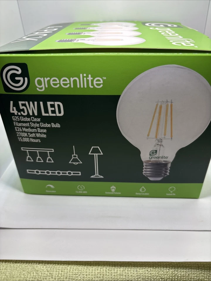 4 Pack LED  Deco G25 Light Bulb 40W=4.5W 2700K DIMMABLE E26 Clear Glass - Image 4 of 4