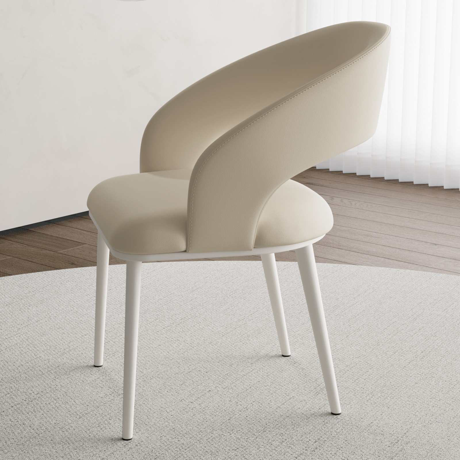 Set of 2 Dining Chairs Modern Upholstered Dining Chairs Comfy Chairs White