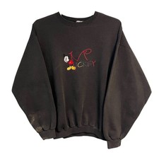 Vintage 90s Disney Mickey Mouse Crewneck Sweatshirt XL Faded Black Worn USA
