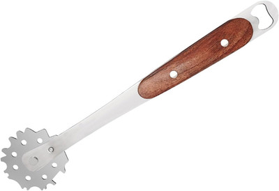 1 PCS Stainless Steel BBQ Grill Scraper,Wooden Handle Metal Barbecue Grill Grate