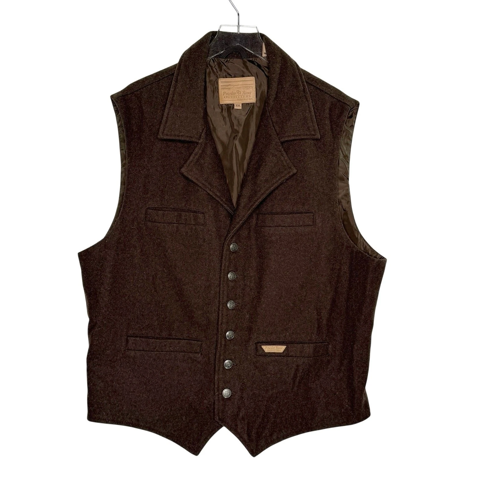 Powder River Outfitters Mens Dark Heather Wool Vest XXL Western Rodeo Cowboy - product detail image 1