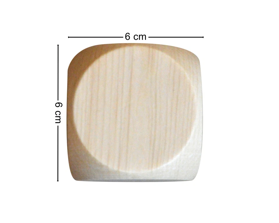 10 Wooden Dice 6cm Beech Wood Cubes Plain Unpainted Six Sided for Craft Decoupag - Image 2 of 4