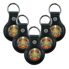 5Pcs Premium Leather Coin Holder - Handmade Sobriety AA Coins Chip Keychain -...