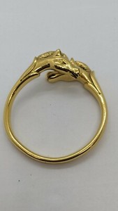Authentic HERMES Ravinet d'Enfert Yellow Gold Plated Double Horse Bangle Bracelet 7.75"