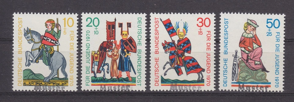 BUND MUSTERMARKEN - Mi. 612-15 'Minnesänger' mit Muster-Stempel - bitte ansehen. - Bild 1 von 1