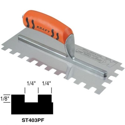 Kraft Tool Notch Tile Trowel Square Notch 1/4'' x 1/8'' x 1/4'' Made in the USA 199